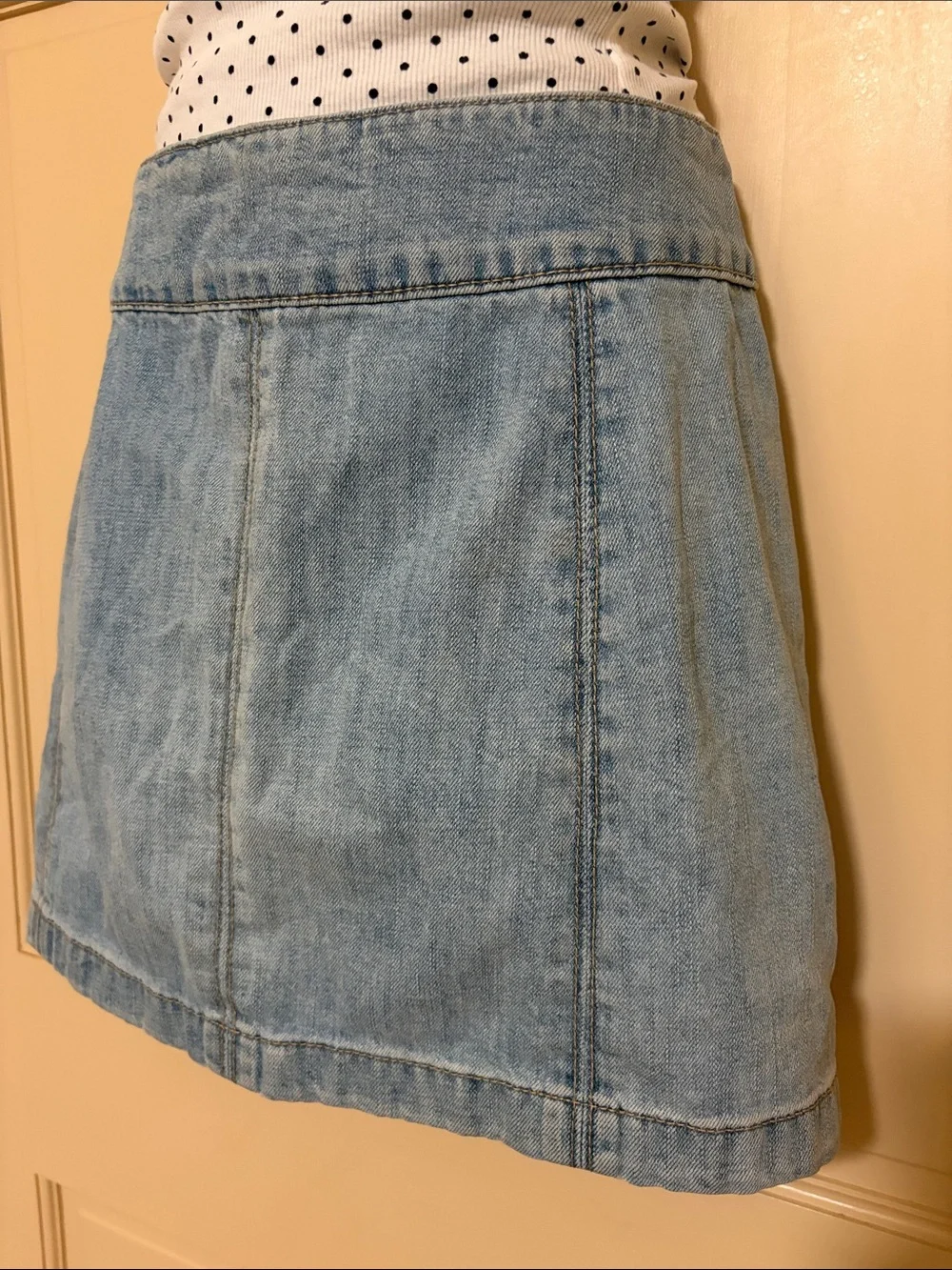 Free People Light Blue Denim Mini Skirt